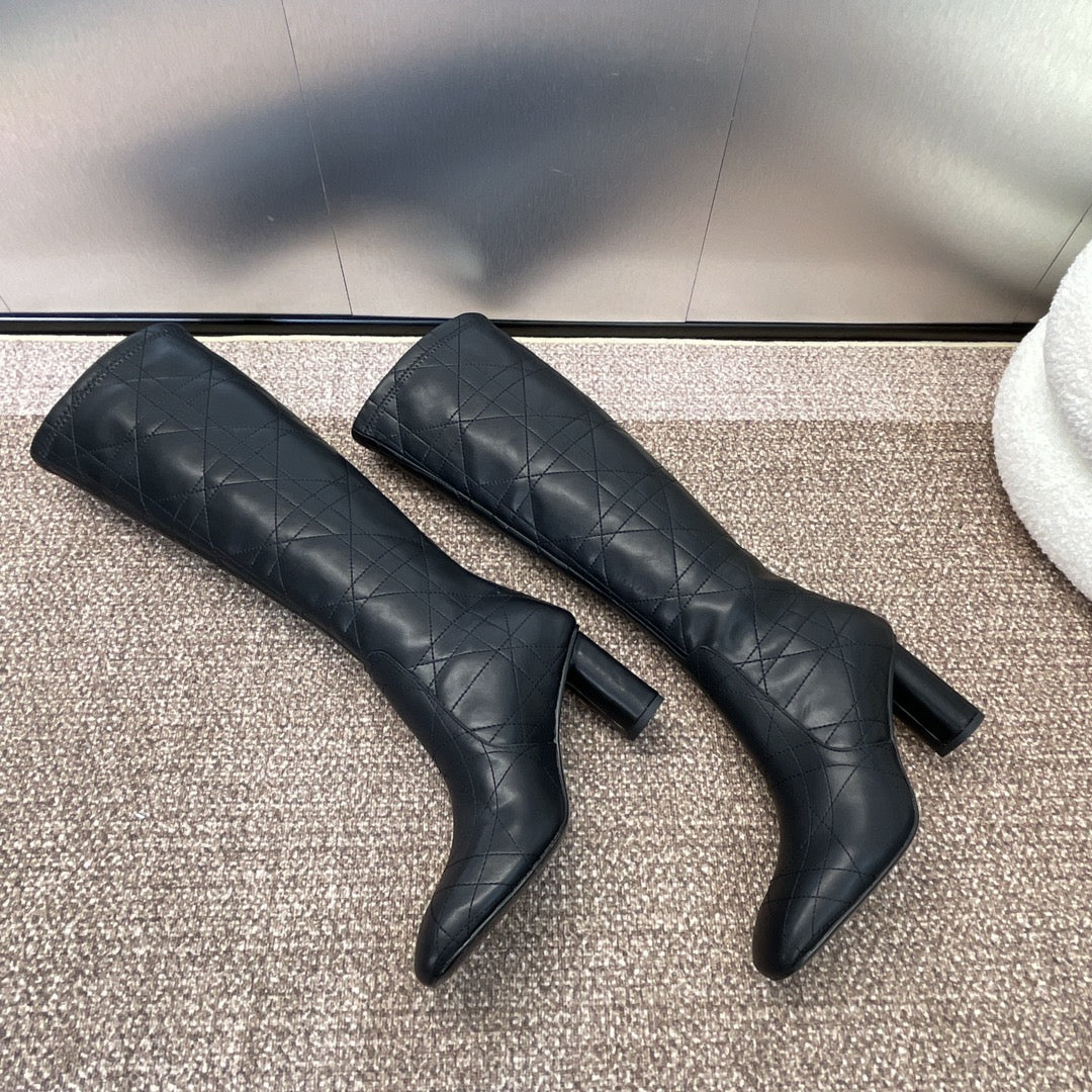 DIOR 25S D-SHADOW COUTURE SERIES BOOTS 90MM IN BLACK CALFSKIN