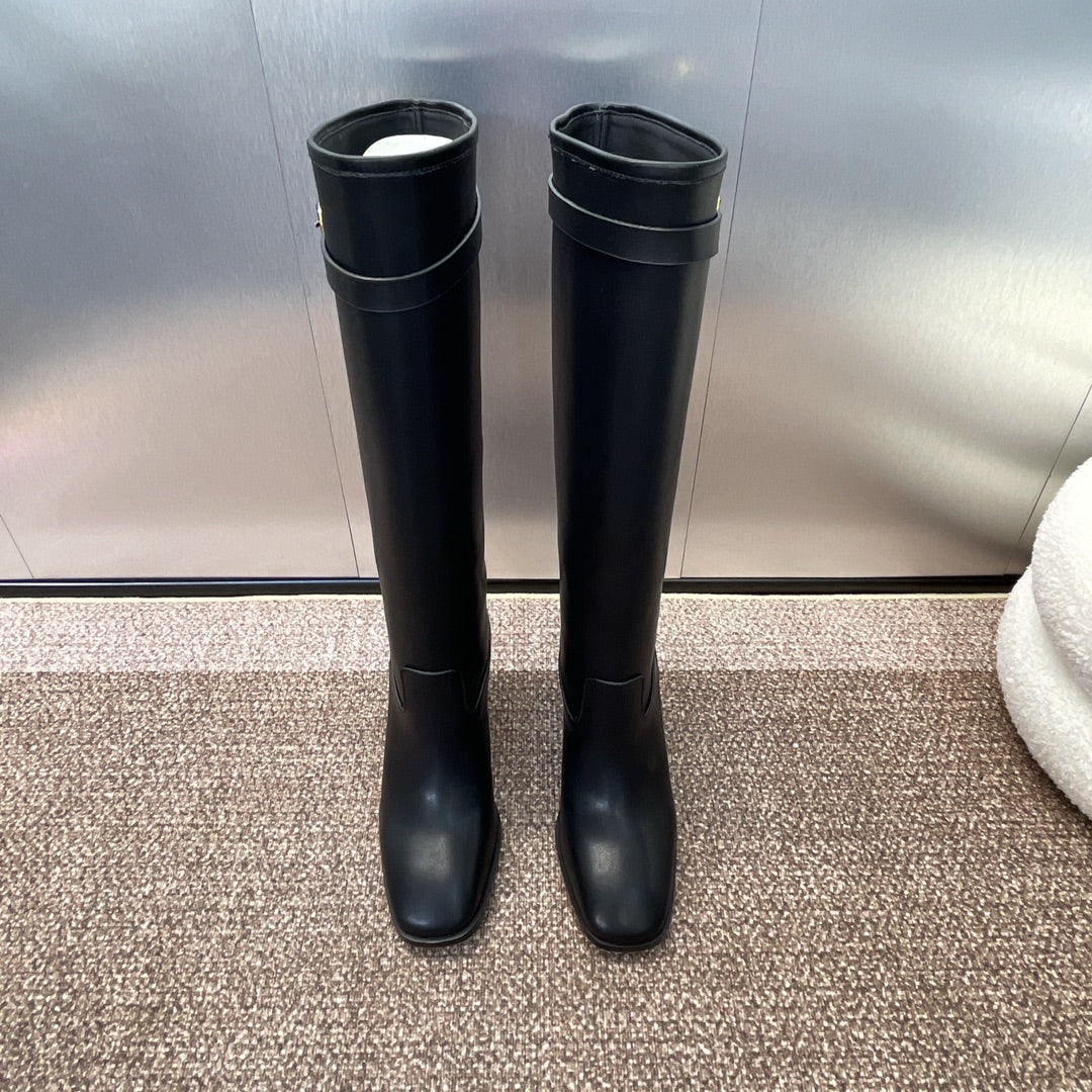 DIOR 25S D-EMPREINTE COUTURE BOOTS 90MM IN BLACK CALFSKIN