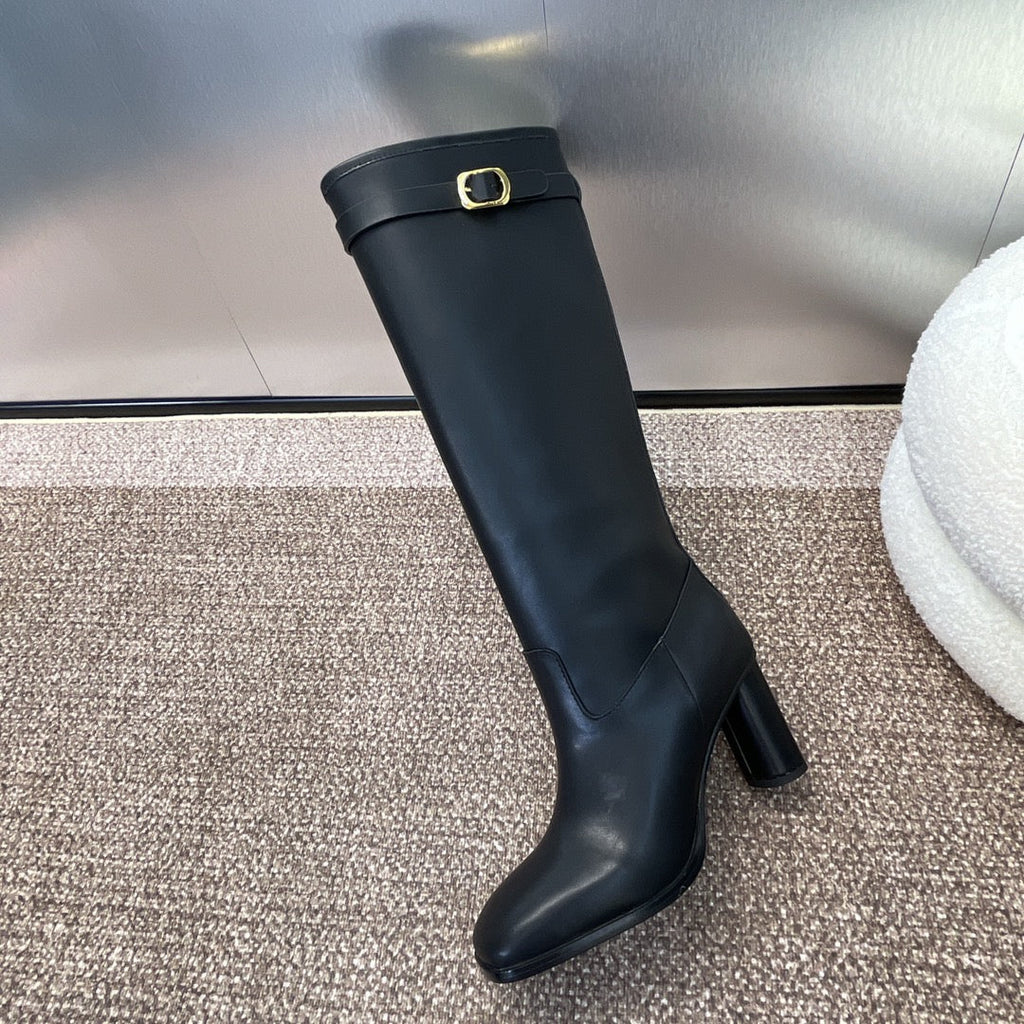 DIOR 25S D-EMPREINTE COUTURE BOOTS 90MM IN BLACK CALFSKIN