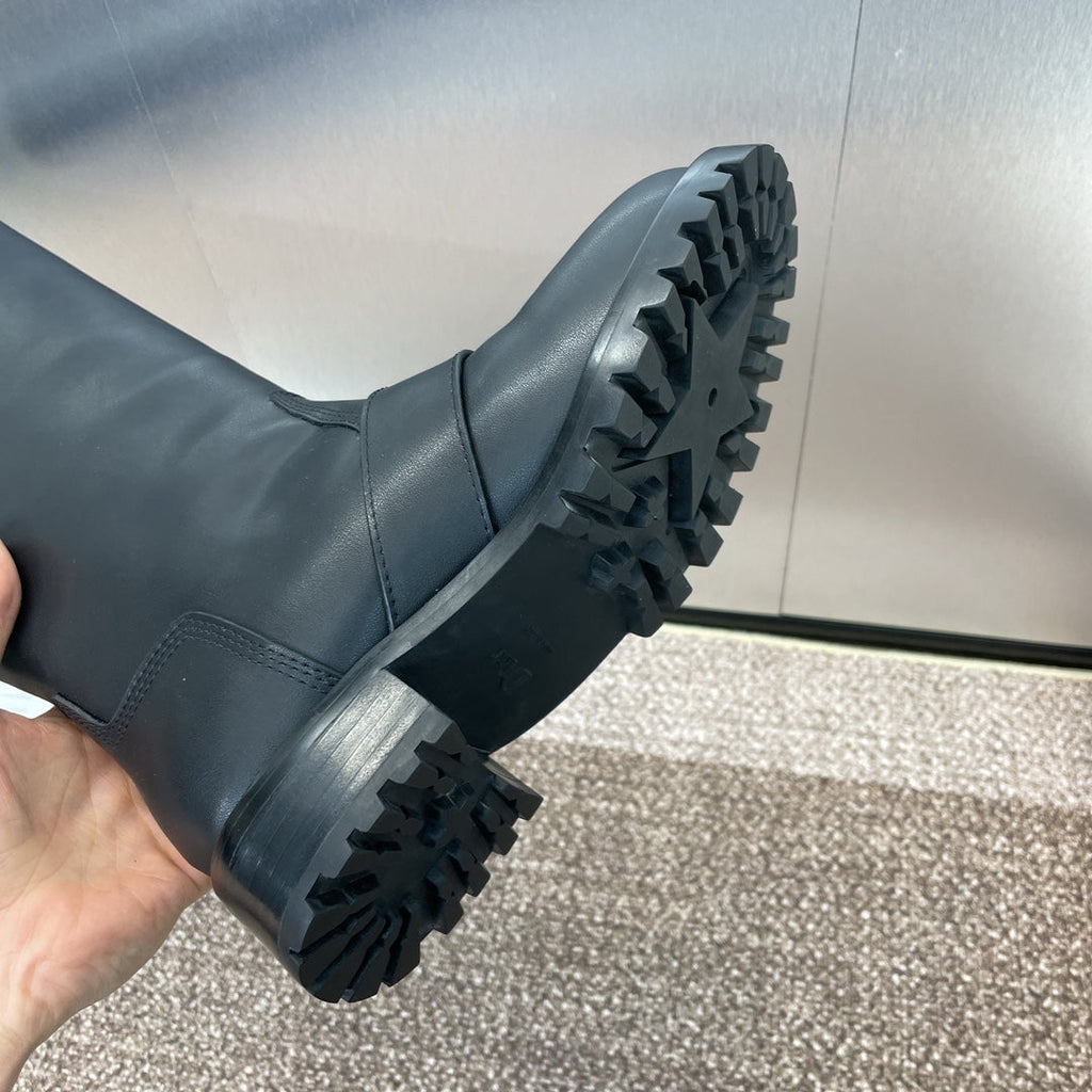 DIOR 25S D-QUEST PUNK MEDIUM BOOTS 25MM IN BLACK CALFSKIN