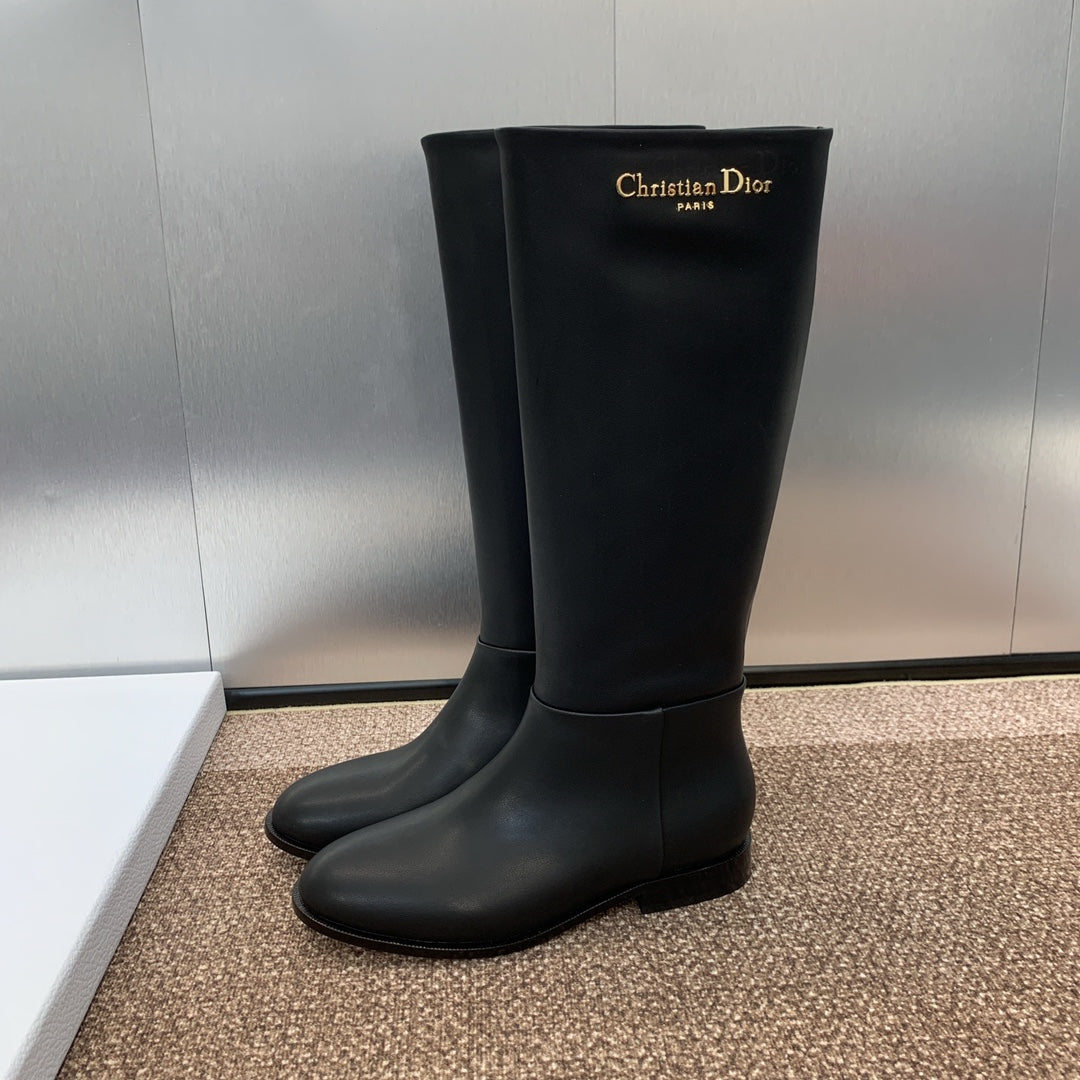 DIOR 25S D-TOWN BOOT 25MM IN BLACK SUPPLE CALFSKIN