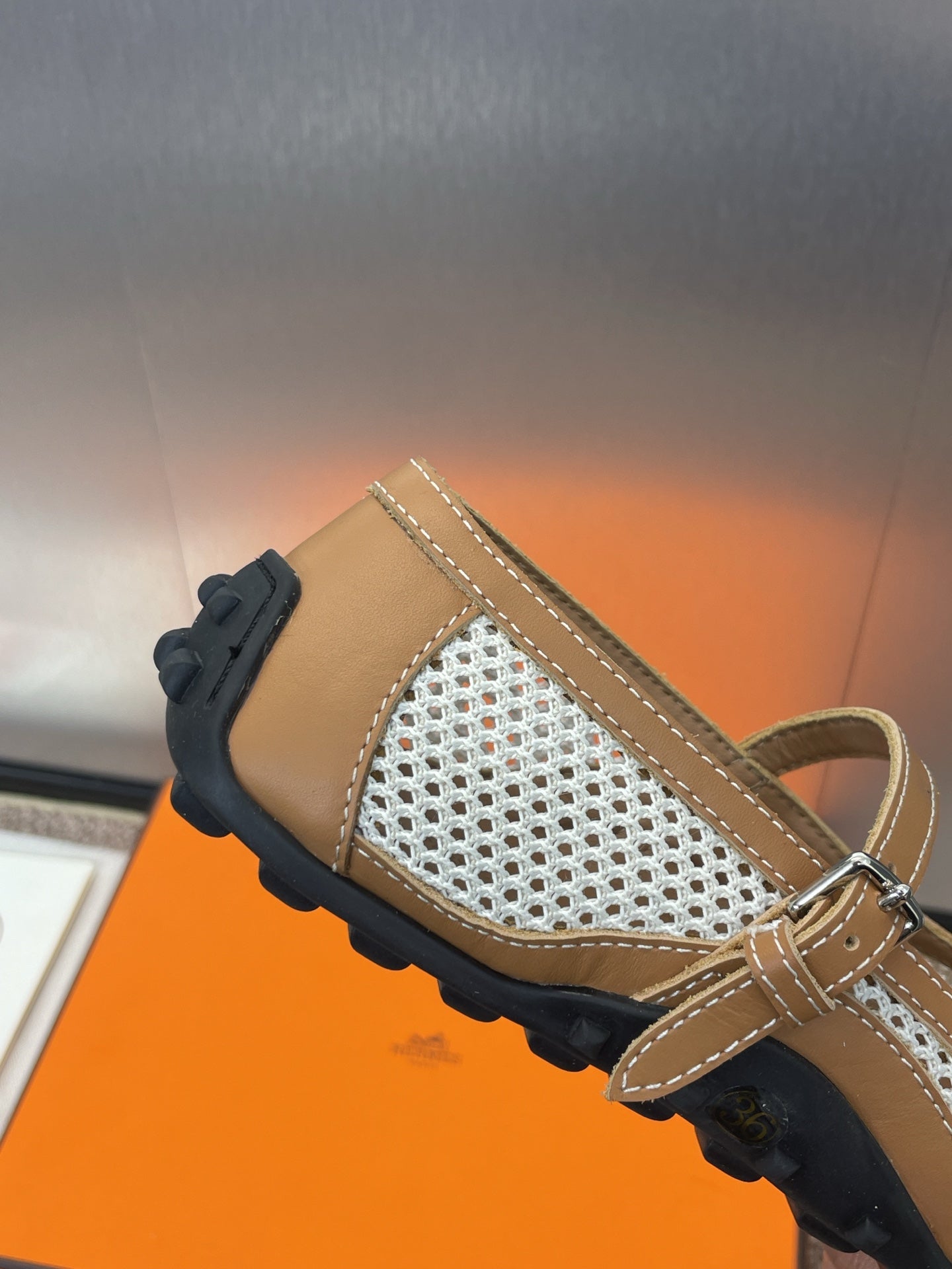 KICHU BALLET FLAT IN BRONZE BROWN CROCHET KNIT AND CALFSKIN