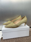 MY DD 25S HIGH HEEL 55MM IN KHAKI GOLD FABRIC GOLD LOGO