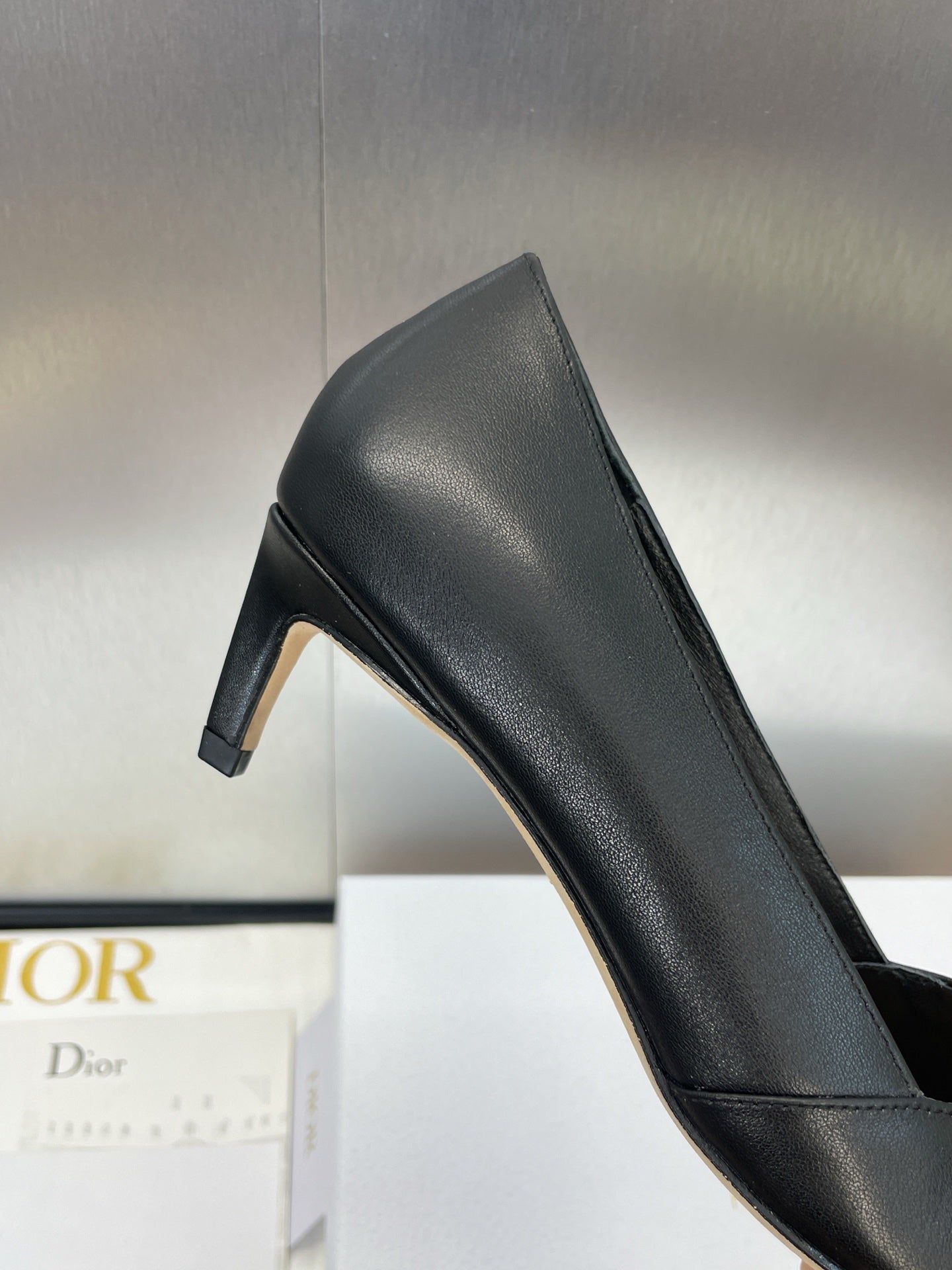 MY DD 25S HIGH HEEL 55MM IN BLACK CALFSKIN GOLD LOGO