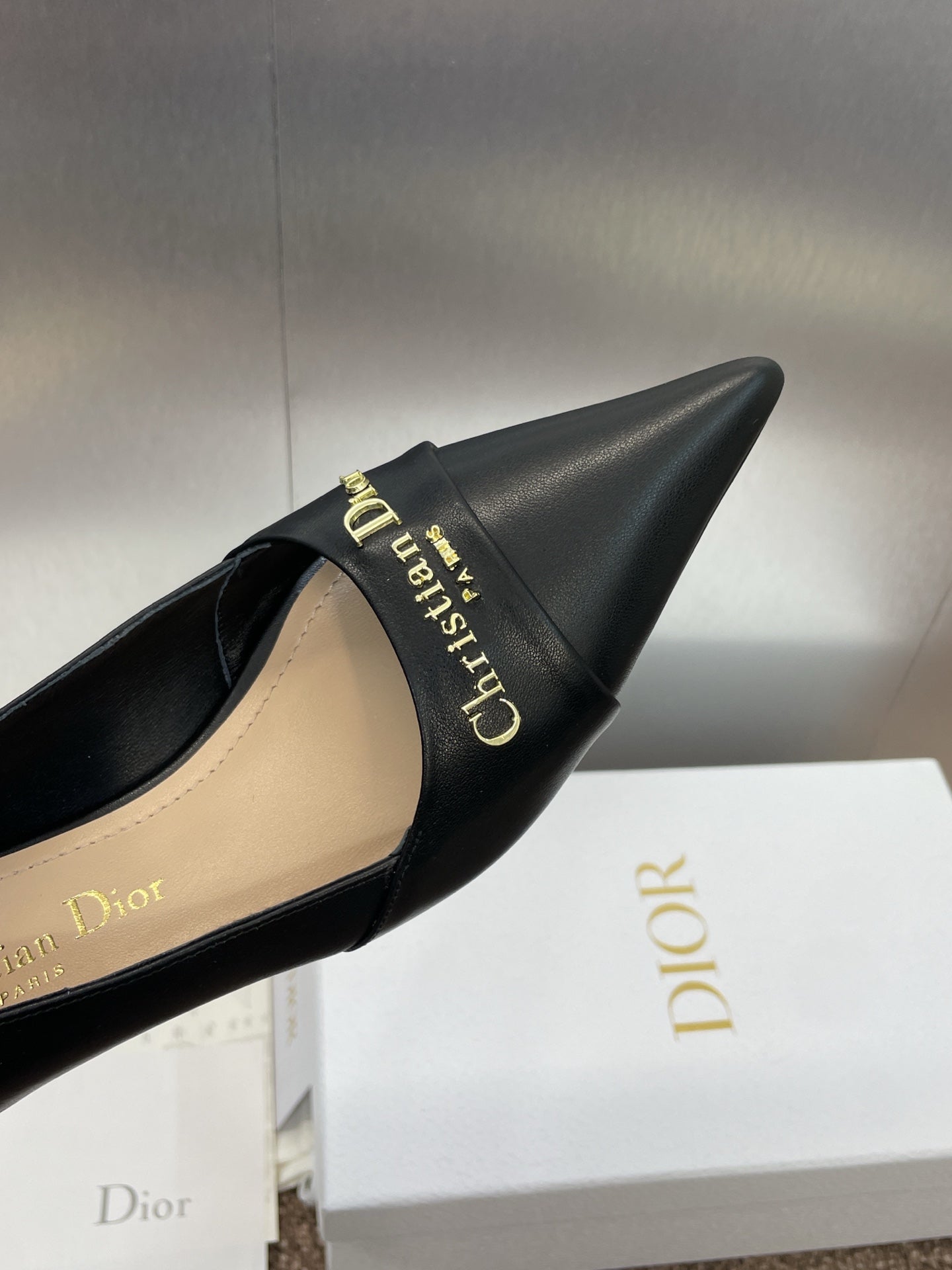 MY DD 25S HIGH HEEL 55MM IN BLACK CALFSKIN GOLD LOGO