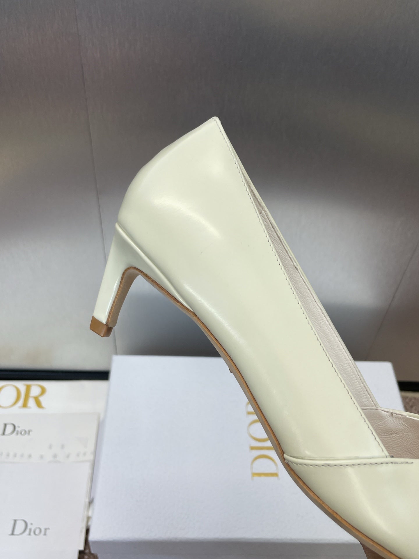 MY DD 25S HIGH HEEL 55MM IN WHITE CALFSKIN GOLD LOGO