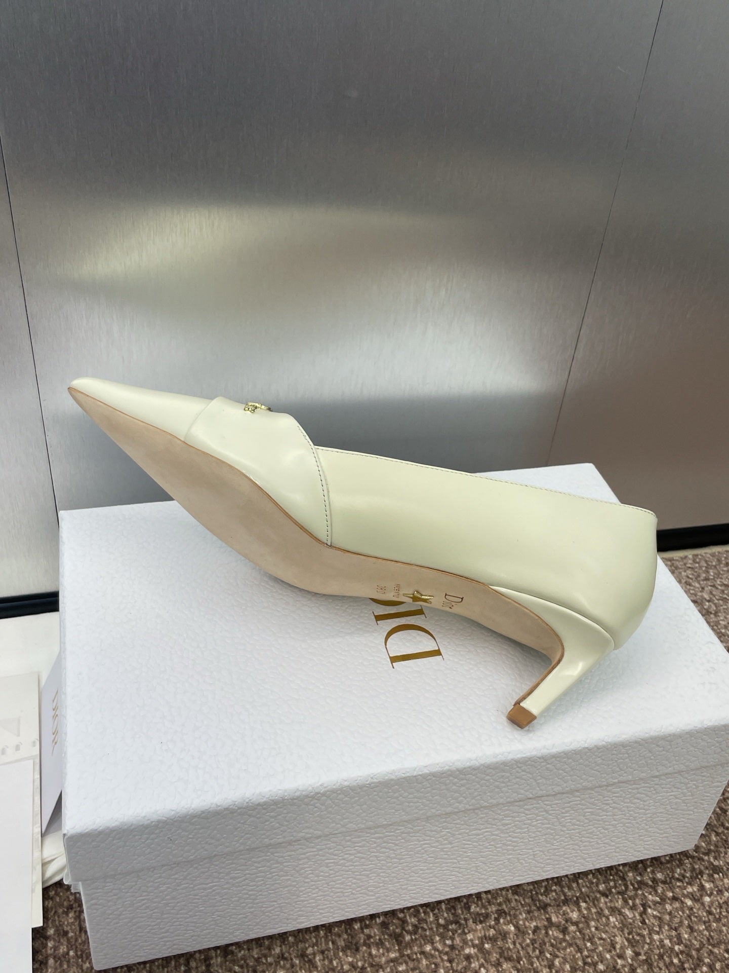 MY DD 25S HIGH HEEL 55MM IN WHITE CALFSKIN GOLD LOGO