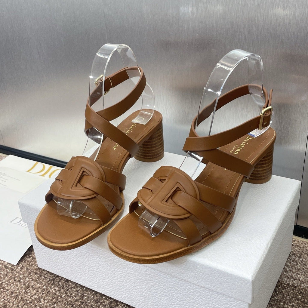 D-CLUB HIGH HEEL SLIDE 25S 55MM IN BROWN CALFSKIN