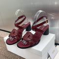 D-CLUB HIGH HEEL SLIDE 25S 55MM IN BURGUNDY RED CALFSKIN