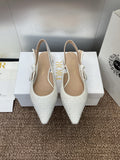 J'ADIOR SLINGBACK 25S IN WHITE FABRIC EMBOSSED CRYSTAL