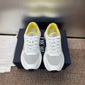 DIOR 25S D-RUN'N COUPLE SNEAKERS IN WHITE YELLOW CALFSKIN AND MESH