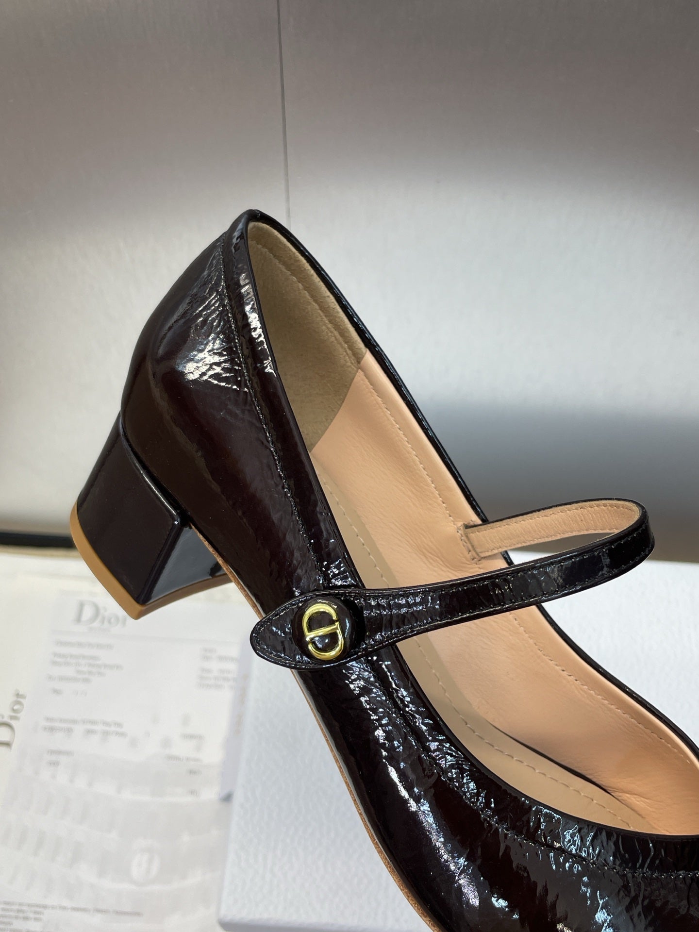 DIOR 25S ROUND-TOE MARY JANE BALLET FLATS IN DARK BROWN CALFSKIN