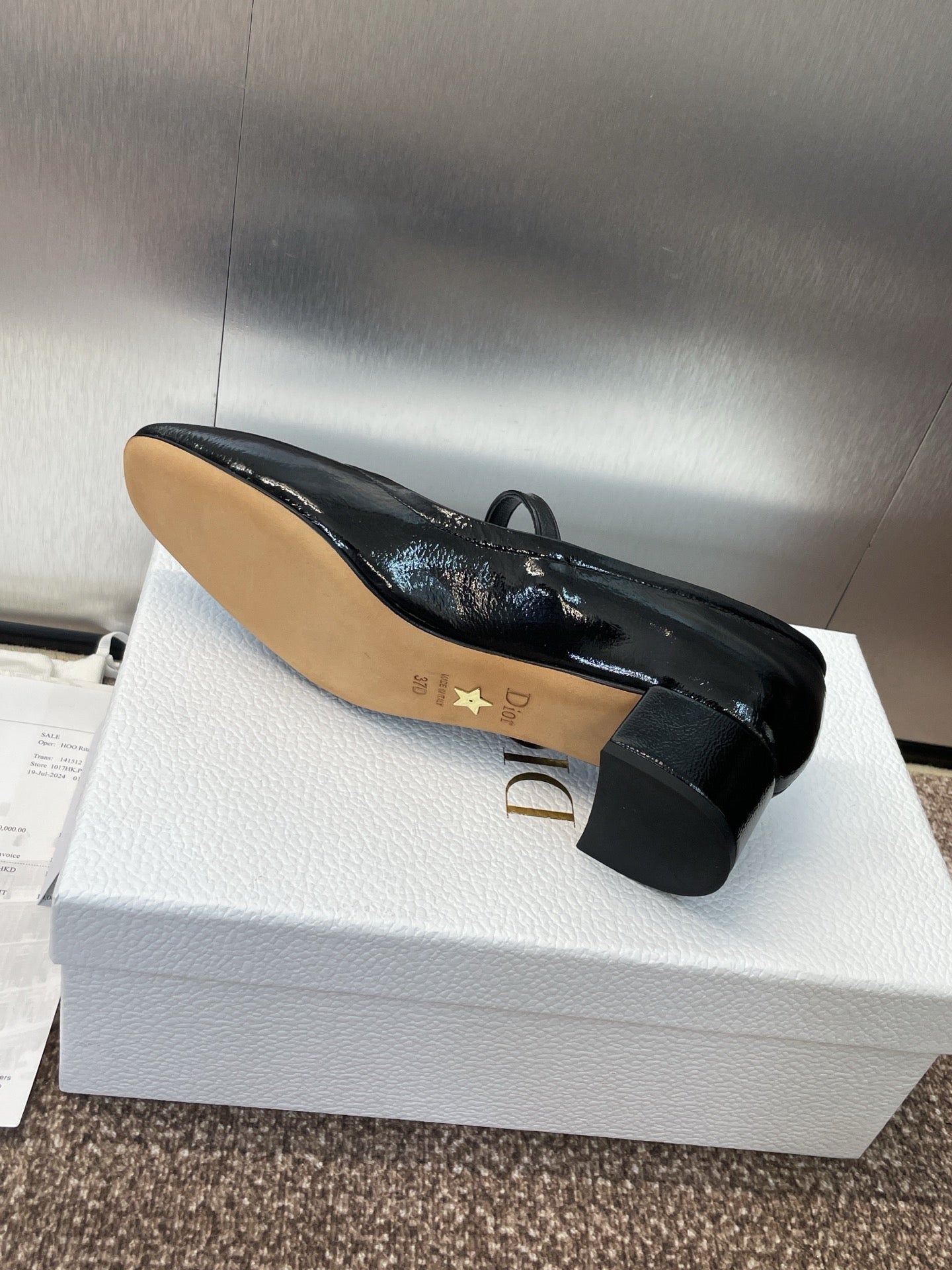 DIOR 25S ROUND-TOE MARY JANE BALLET FLATS IN BLACK CALFSKIN