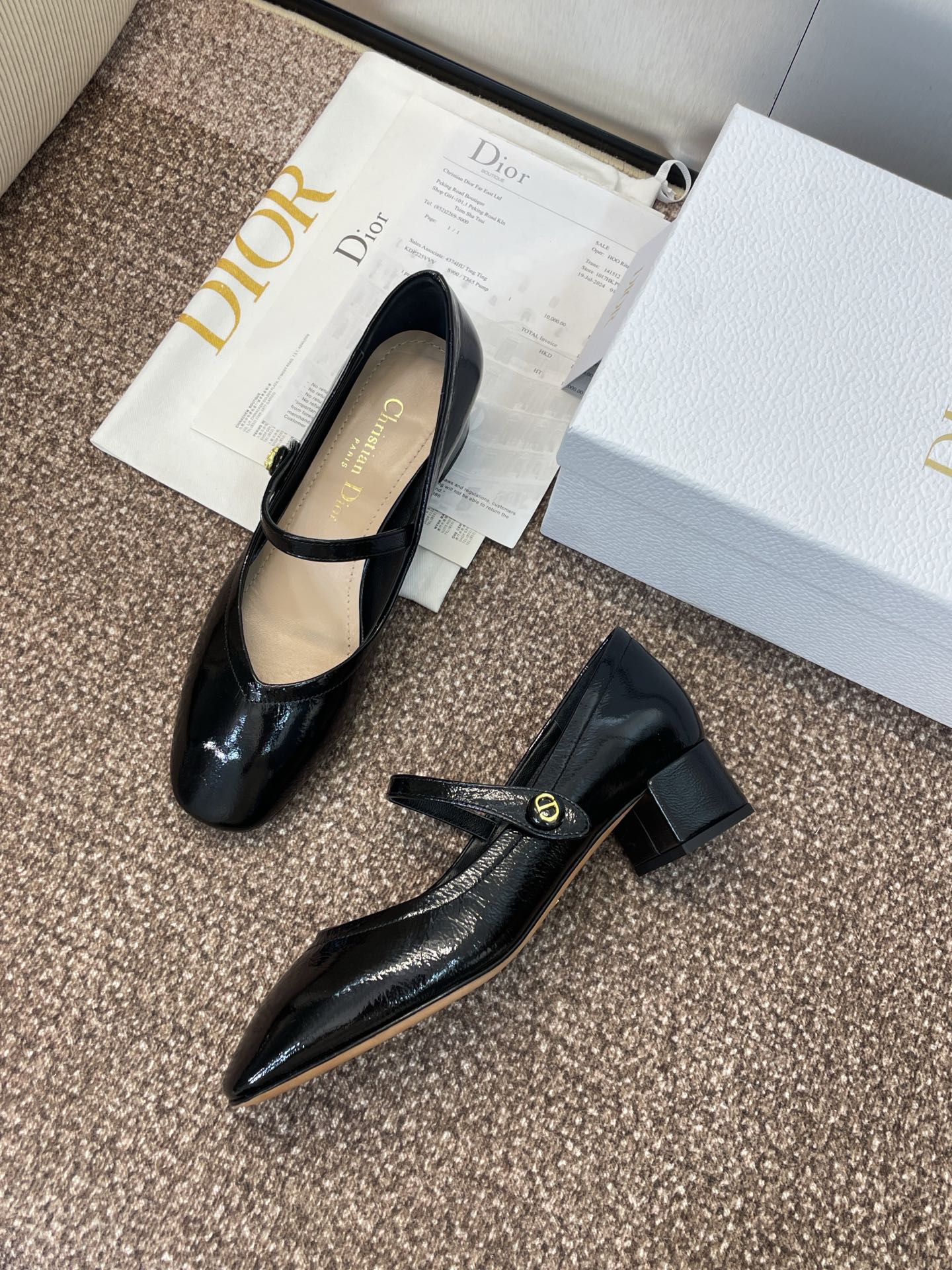 DIOR 25S ROUND-TOE MARY JANE BALLET FLATS IN BLACK CALFSKIN