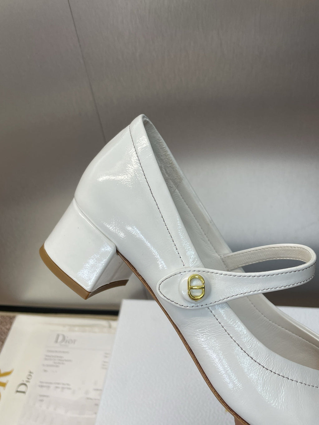 DIOR 25S ROUND-TOE MARY JANE BALLET FLATS IN WHITE CALFSKIN