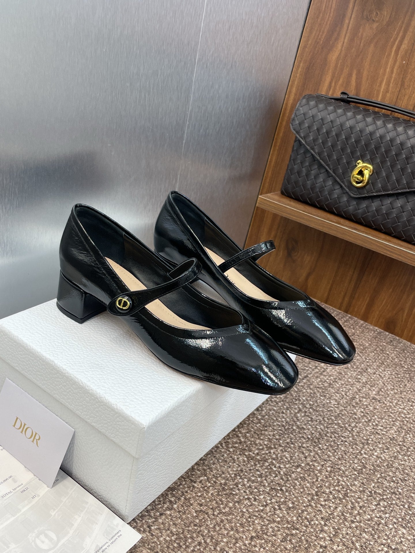 DIOR 25S ROUND-TOE MARY JANE BALLET FLATS IN BLACK CALFSKIN