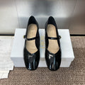 DIOR 25S ROUND-TOE MARY JANE BALLET FLATS IN BLACK CALFSKIN