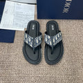 DIOR 25S ALIAS THONG SANDAL IN BEIGE BLACK CALFSKIN AND CANVAS