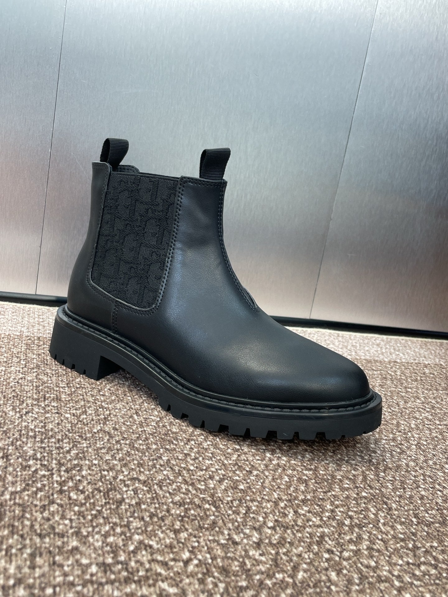 DIOR 25S D-QUEST CHELSEA ANKLE BOOTS 25MM IN BLACK CALFSKIN AND CANVAS