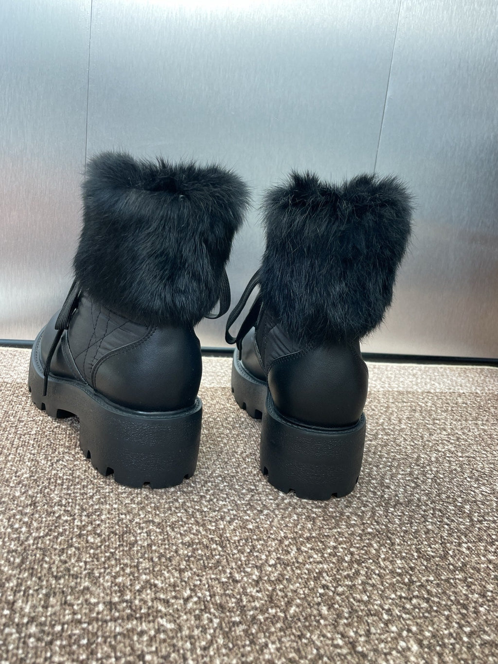 DIOR 25S D-MAJOR ANKLE BOOTS WICKER STYLE 35MM IN BLACK CALFSKIN AND CANVAS