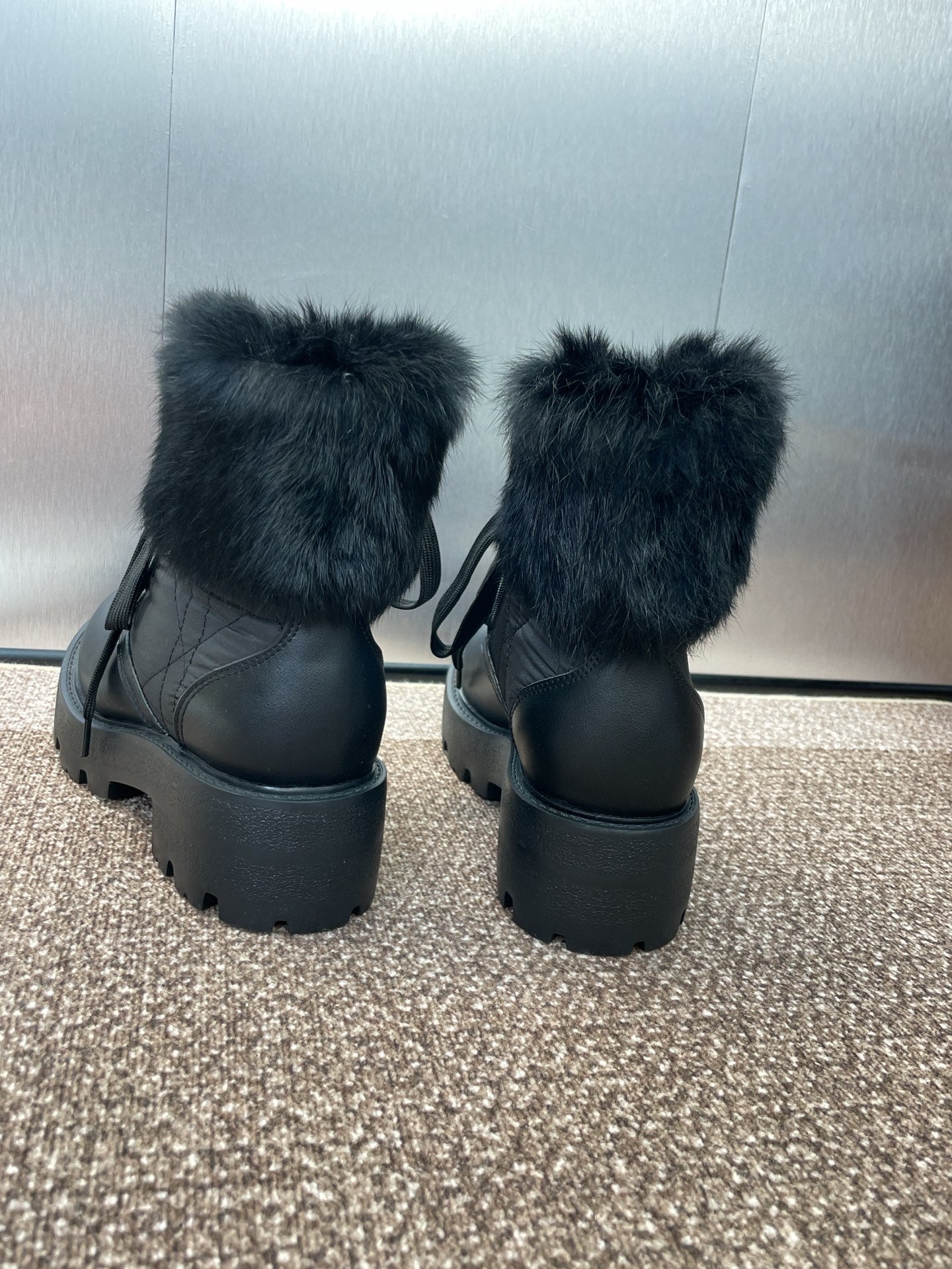 DIOR 25S D-MAJOR ANKLE BOOTS WICKER STYLE 35MM IN BLACK CALFSKIN AND CANVAS