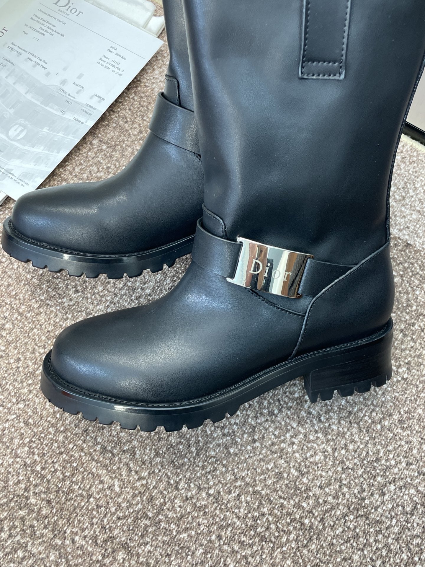 DIOR 25S D-QUEST BOOTS 45MM IN BLACK CALFSKIN