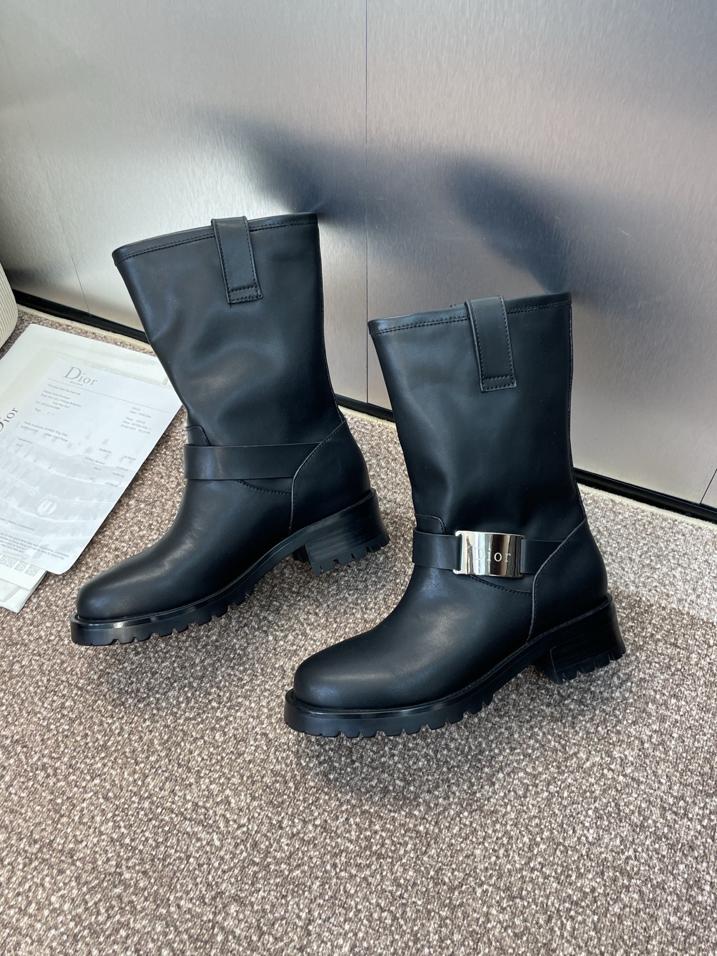 DIOR 25S D-QUEST BOOTS 45MM IN BLACK CALFSKIN