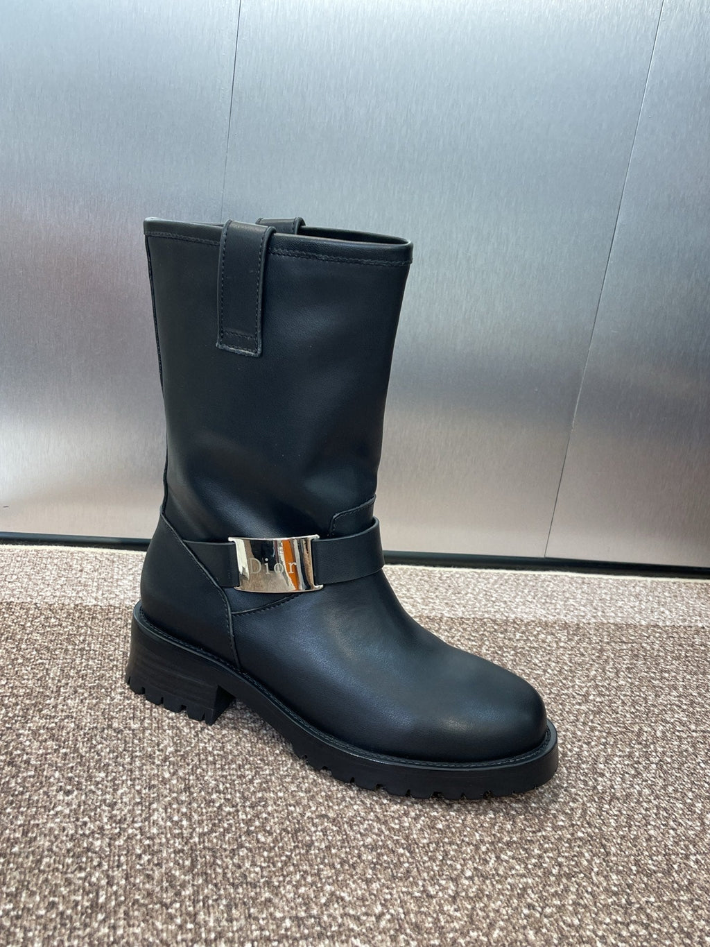 DIOR 25S D-QUEST BOOTS 45MM IN BLACK CALFSKIN