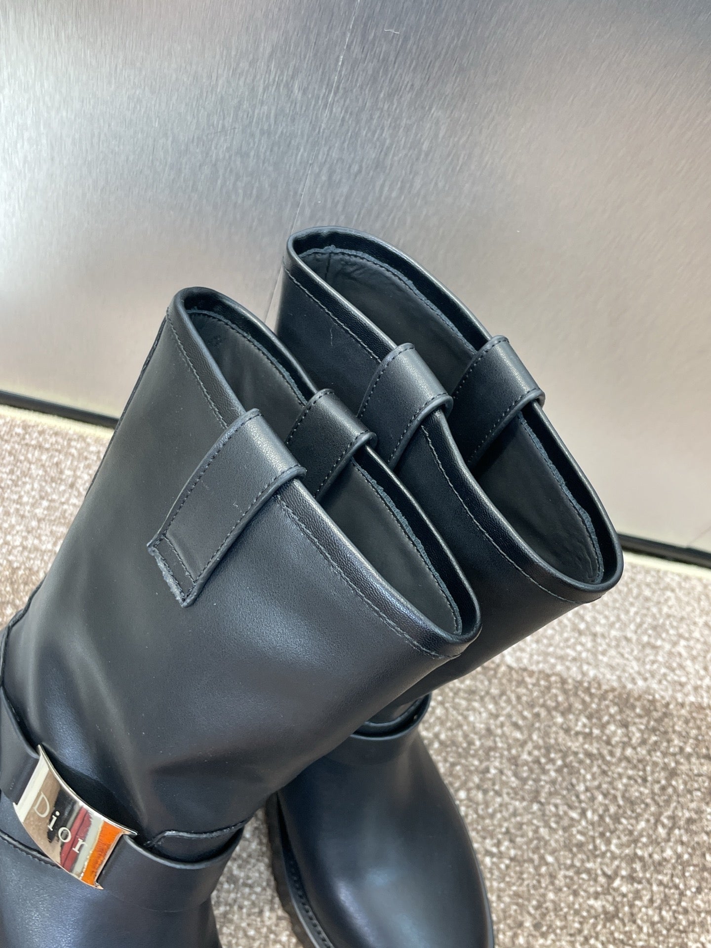 DIOR 25S D-QUEST BOOTS 45MM IN BLACK CALFSKIN