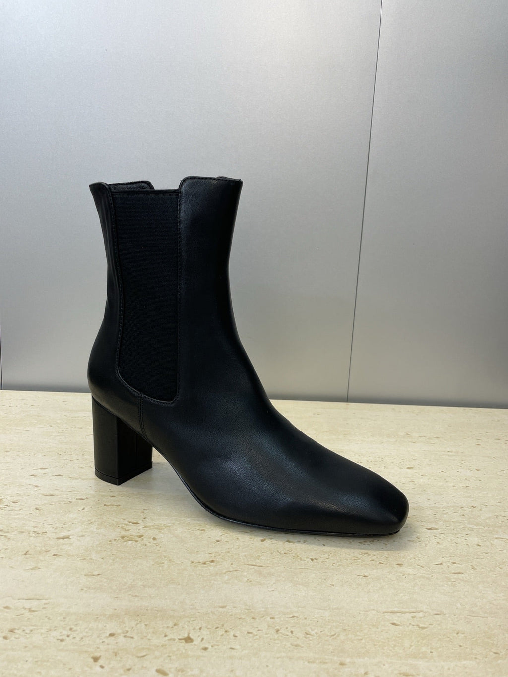 YSL 25S HEELED ANKLE BOOTS 70 MM IN BLACK SMOOTH LAMBSKIN
