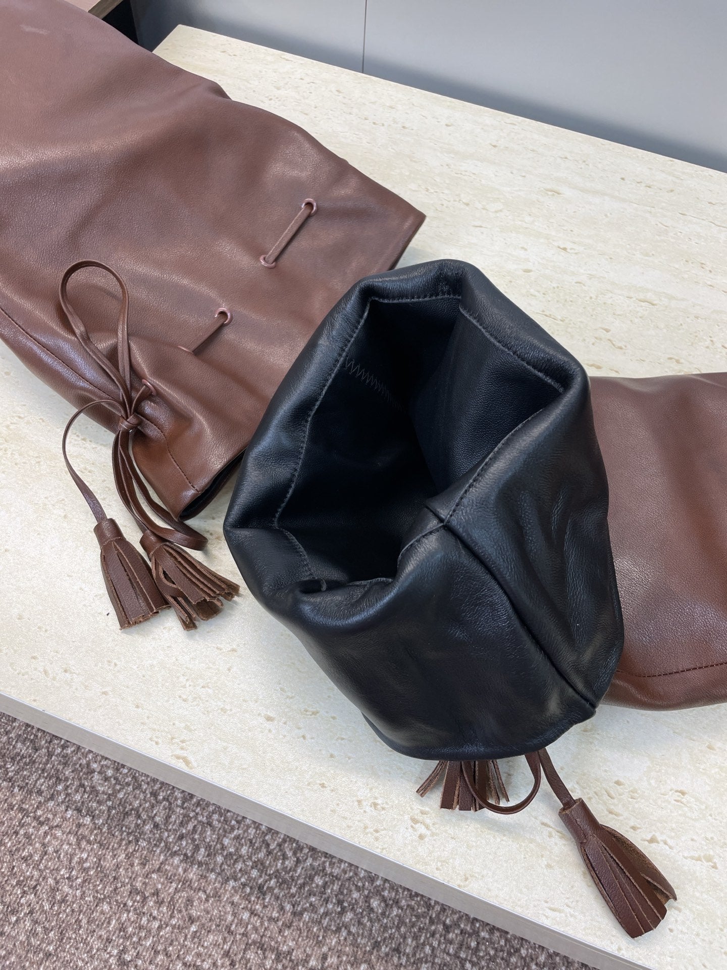 YSL 25S HIGH‑HEEL FRINGED MARTIN BOOTS 90 MM IN DARK BROWN LAMBSKIN