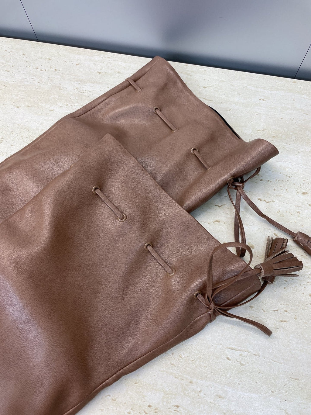 YSL 25S HIGH‑HEEL FRINGED MARTIN BOOTS 90 MM IN CHESTNUT BROWN LAMBSKIN