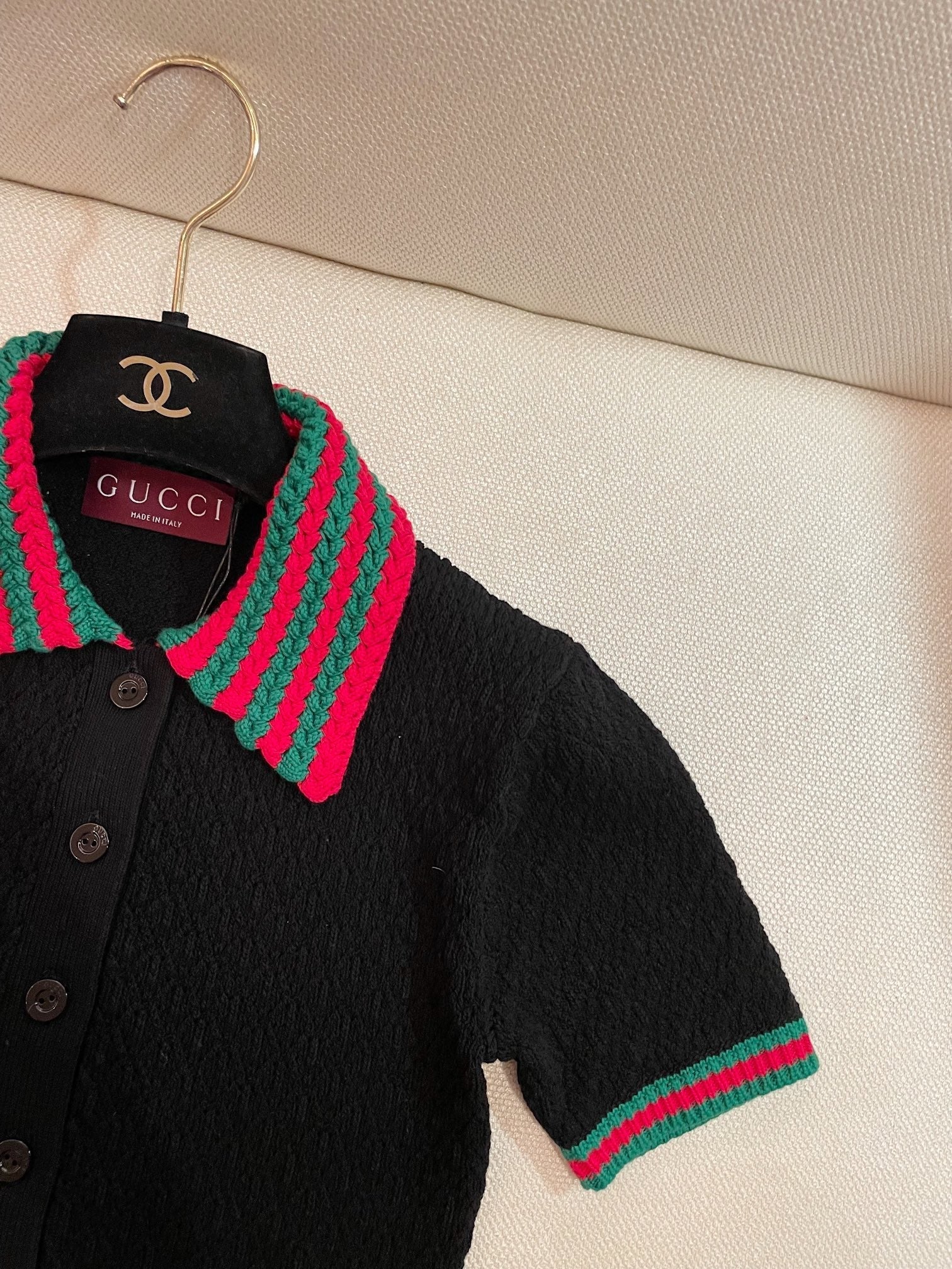 GUCCI SHORT-SLEEVE KNIT POLO SHIRT STYLE 112