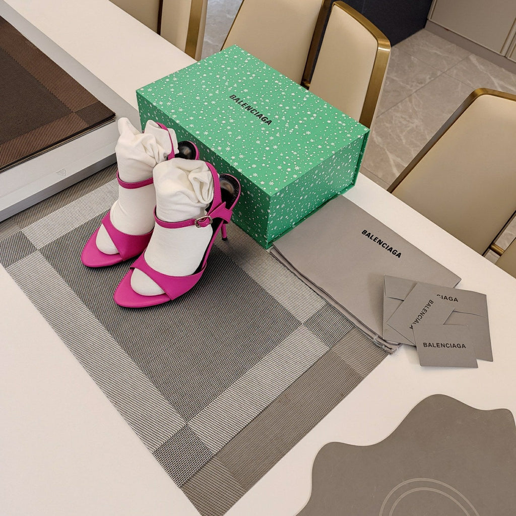 OPEN TOE STRAPPY HIGH HEEL IN PINK CALFSKIN