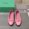 RHINESTONE BALLET FLATS WITH BOW IN SEA PINK WAX-OIL SHEEPSKIN