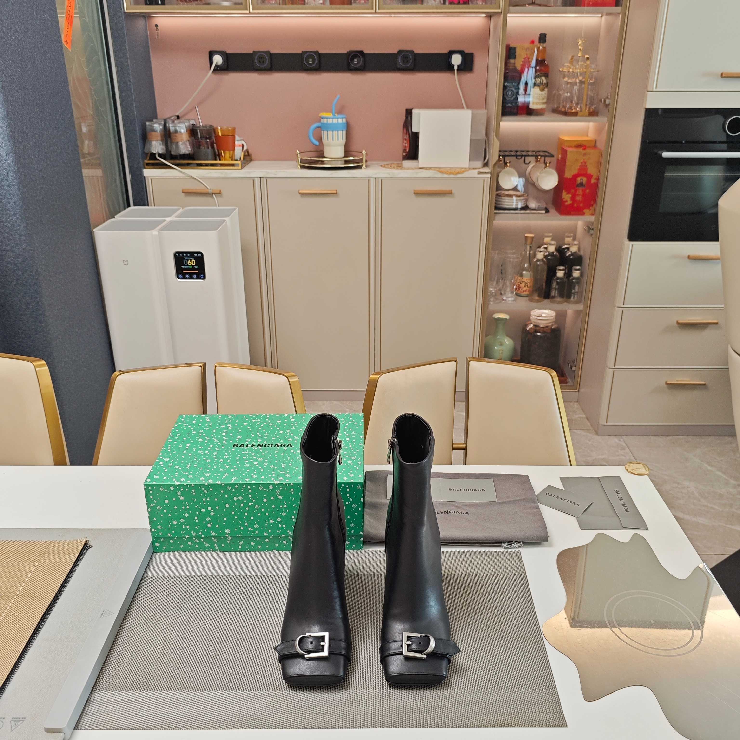 BALENCIAGA 25S BEL AIR BOOTS 115 MM IN BLACK CALFSKIN WITH SILVER HARDWARE