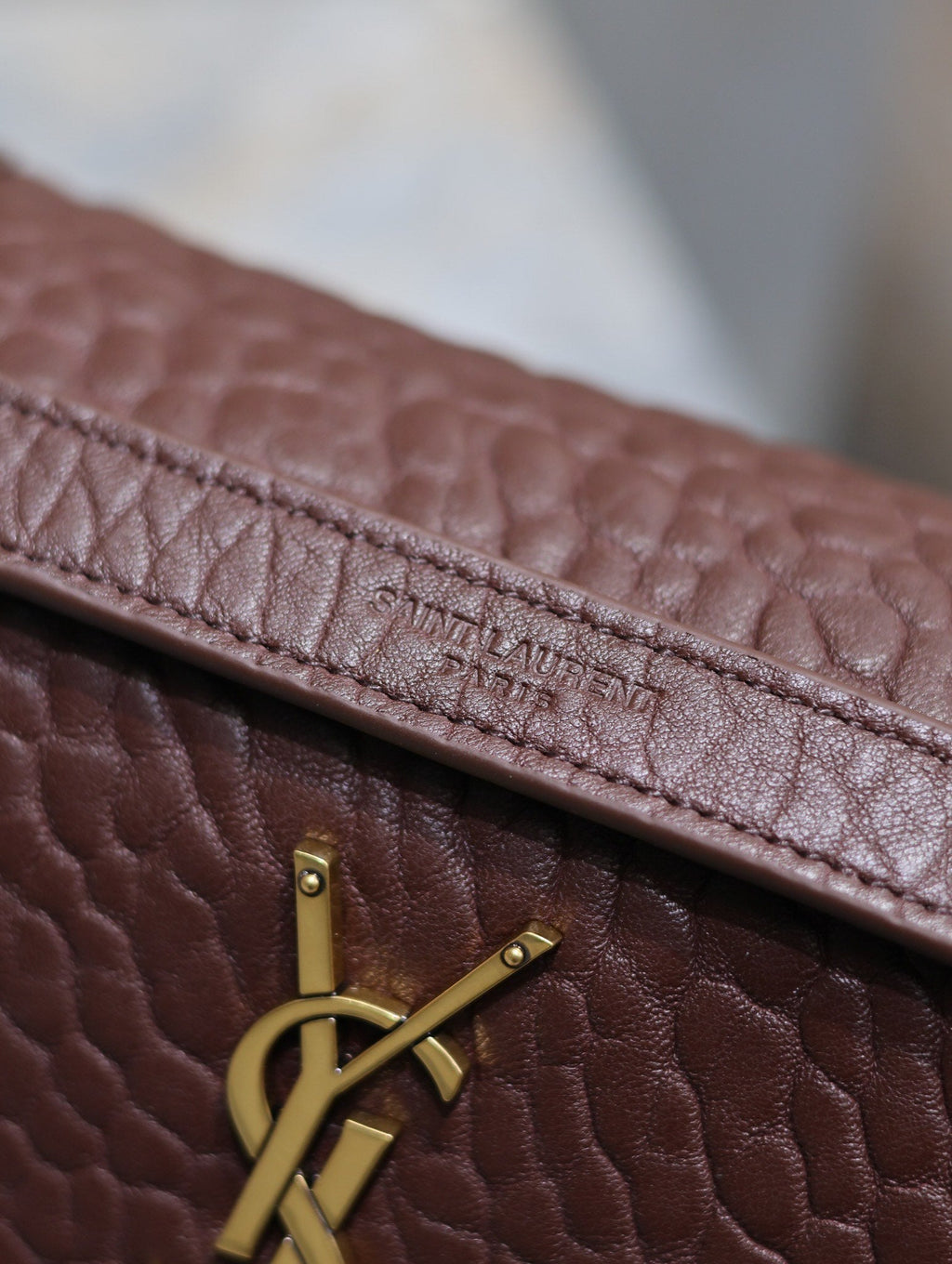 Niki mini crinkled shoulder 22 in Chestnut Brown Lamskin Gold Hardware