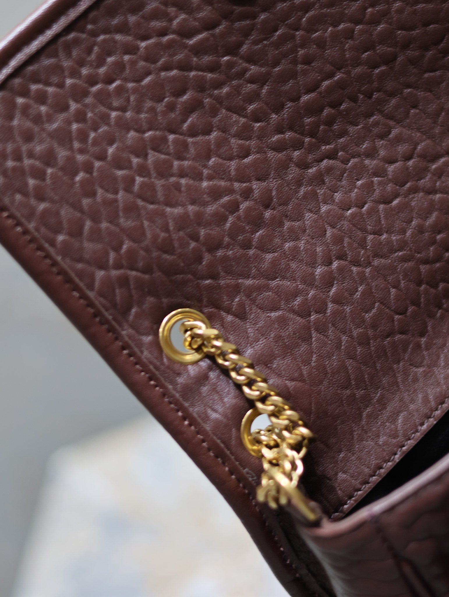 Niki mini crinkled shoulder 22 in Chestnut Brown Lamskin Gold Hardware