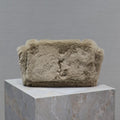 KATE SMALL BAG 22 IN ECRU BEIGE RABBIT FUR GOLD CHAIN
