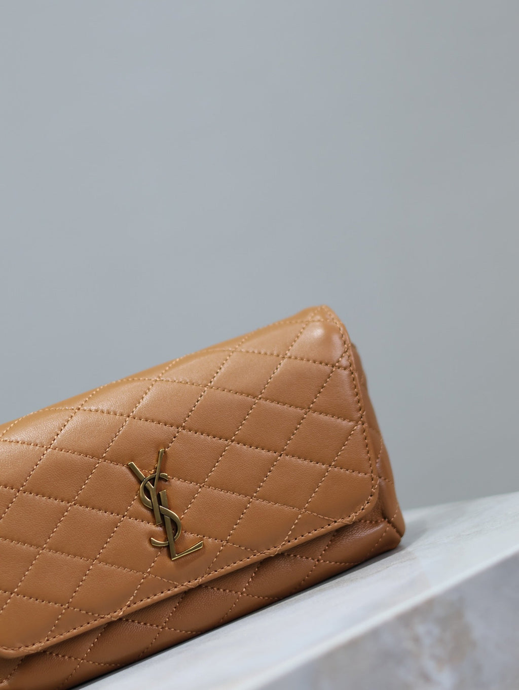 YSL 25S SAINT LAURENT GABY 19 IN FOX QUILTED CALFSKIN GOLD HARDWRE
