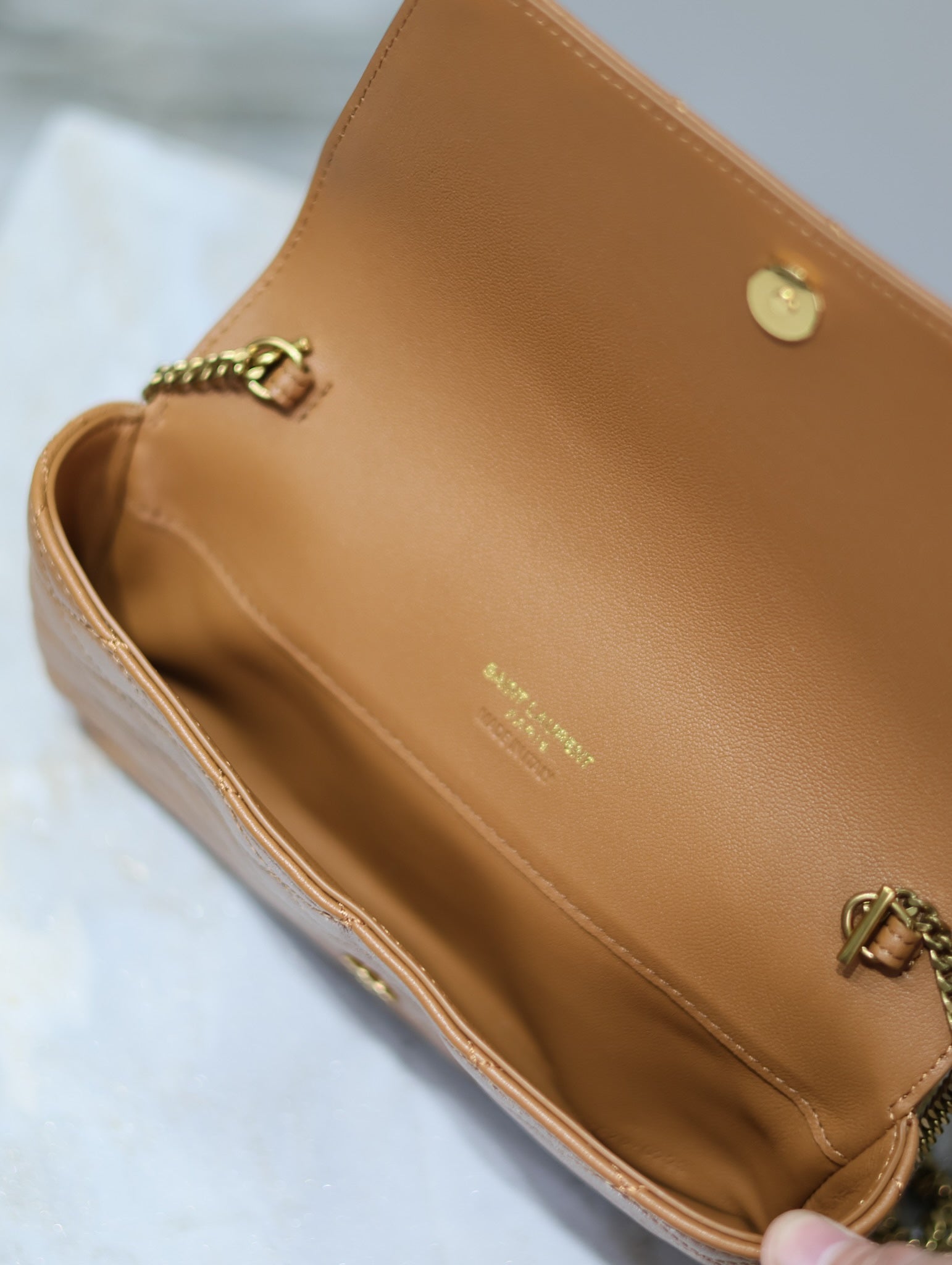 YSL 25S SAINT LAURENT GABY 19 IN FOX QUILTED CALFSKIN GOLD HARDWARE