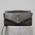 YSL 25S CALYPSO BAG 38 IN ARMY GREEN GRAINED LAMBSKIN GOLD HARDWRE