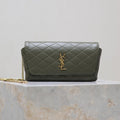 YSL 25S SAINT LAURENT GABY 19 IN DARK OLIVE QUILTED CALFSKIN GOLD HARDWRE