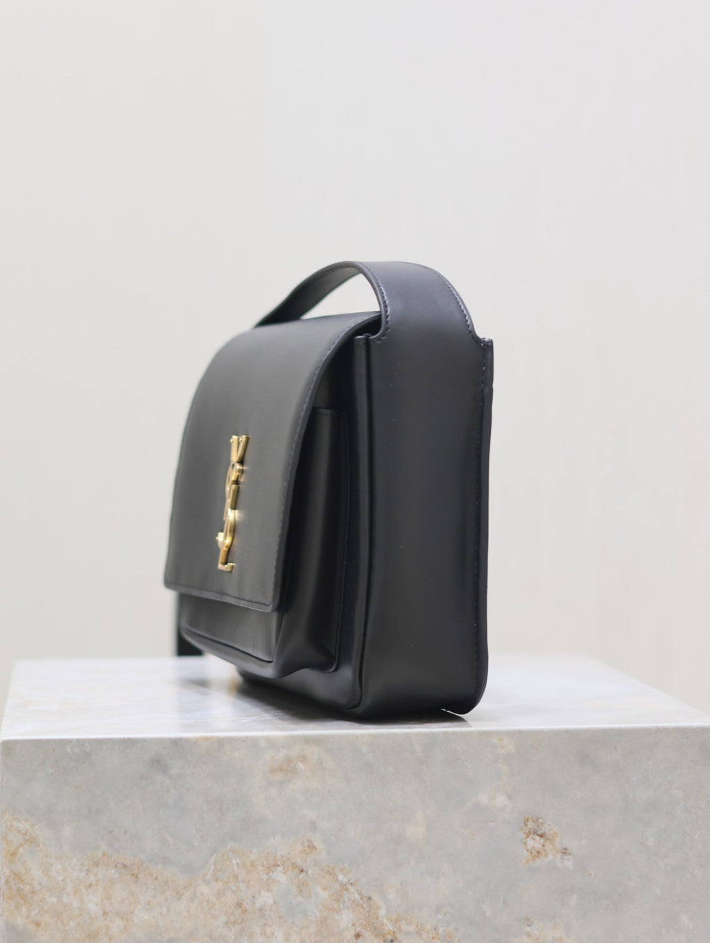 NIKI BABY 22 IN CHARCOAL GRAY CALFSKIN GOLD LOGO