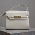 YSL 25S MINI MANHATTAN 19 IN BLANC VINTAGE CALFSKIN GOLD HARDWARE