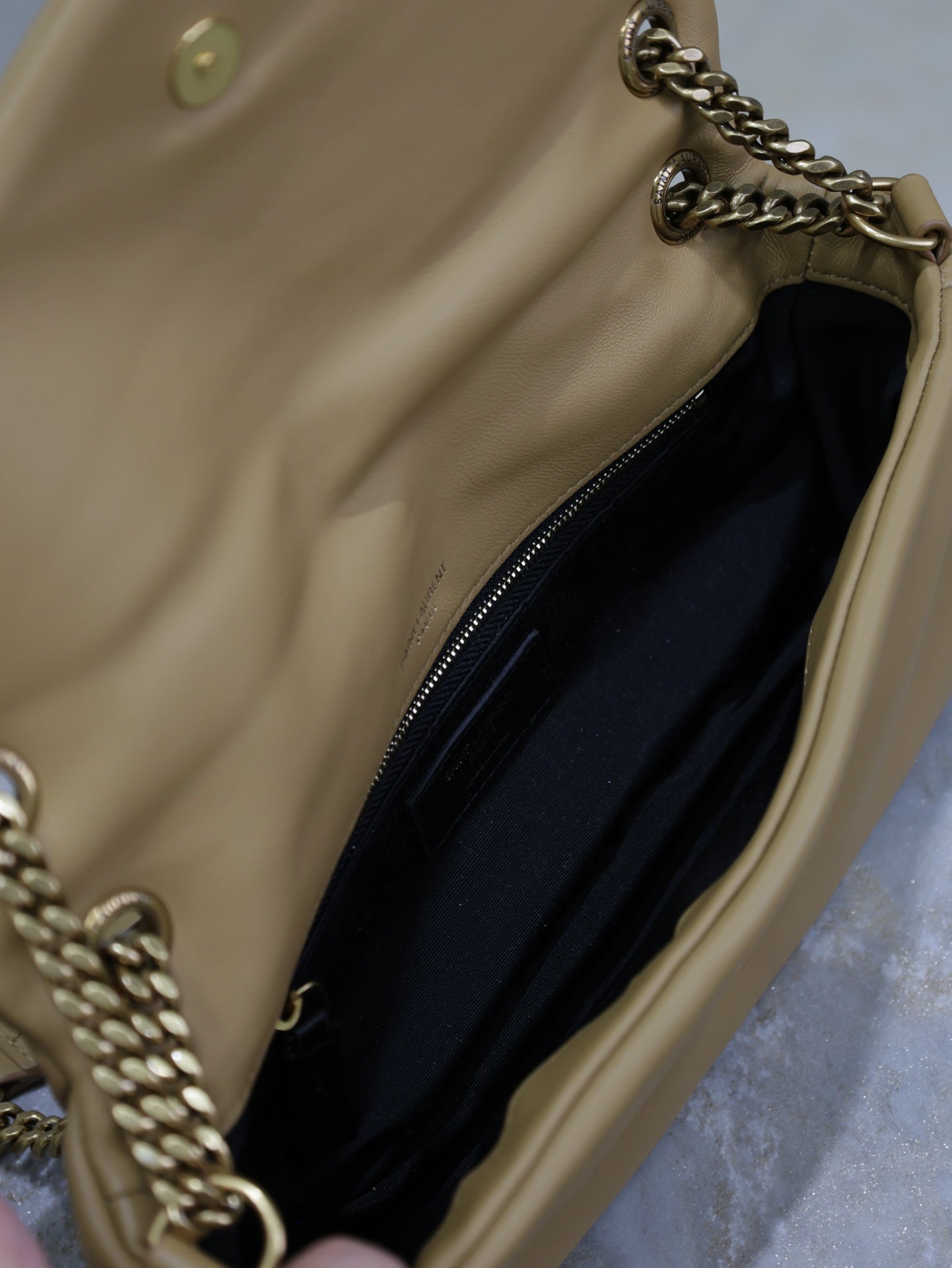 YSL 25S CALYPSO HANDBAG 26 IN LIGHT BROWN LAMBSKIN GOLD HARDWRE