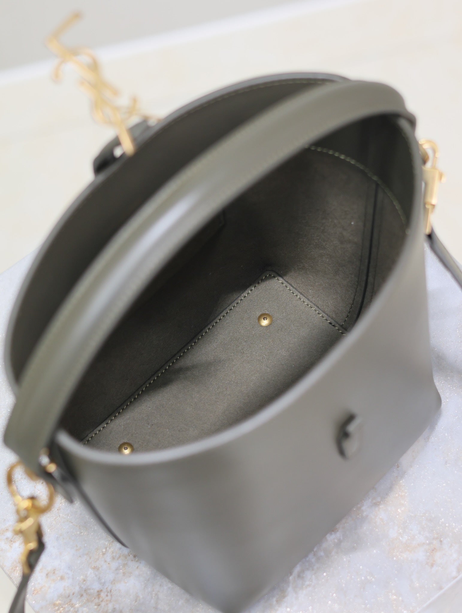 YSL 25S LE 37 MINI 20 IN DARK OLIVE CALFSKIN GOLD HARDWRE