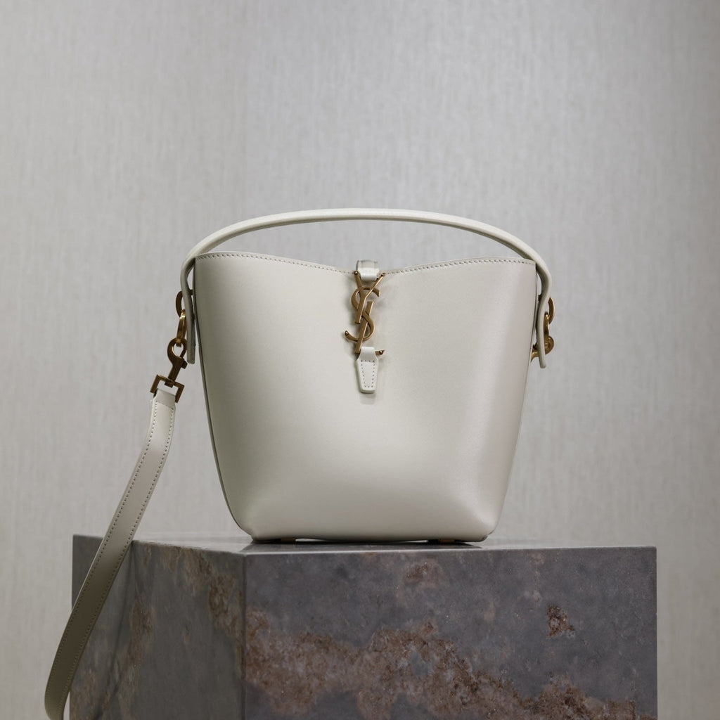 YSL 25S LE 37 BAG 20 IN DUSTY GRAY CALFSKIN GOLD HARDWRE
