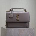 YSL 25S SUNSET MM 25 IN GRAYISH PURPLE CALFSKIN GOLD HARDWRE