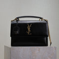 YSL 25S SUNSET MM 25 IN BLACK CALFSKIN GOLD HARDWARE